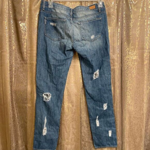 PAIGE Jimmy Jimmy Skinny Riley Destroyed Light Wash Denim Jeans, 28"/6/M - Picture 2 of 9